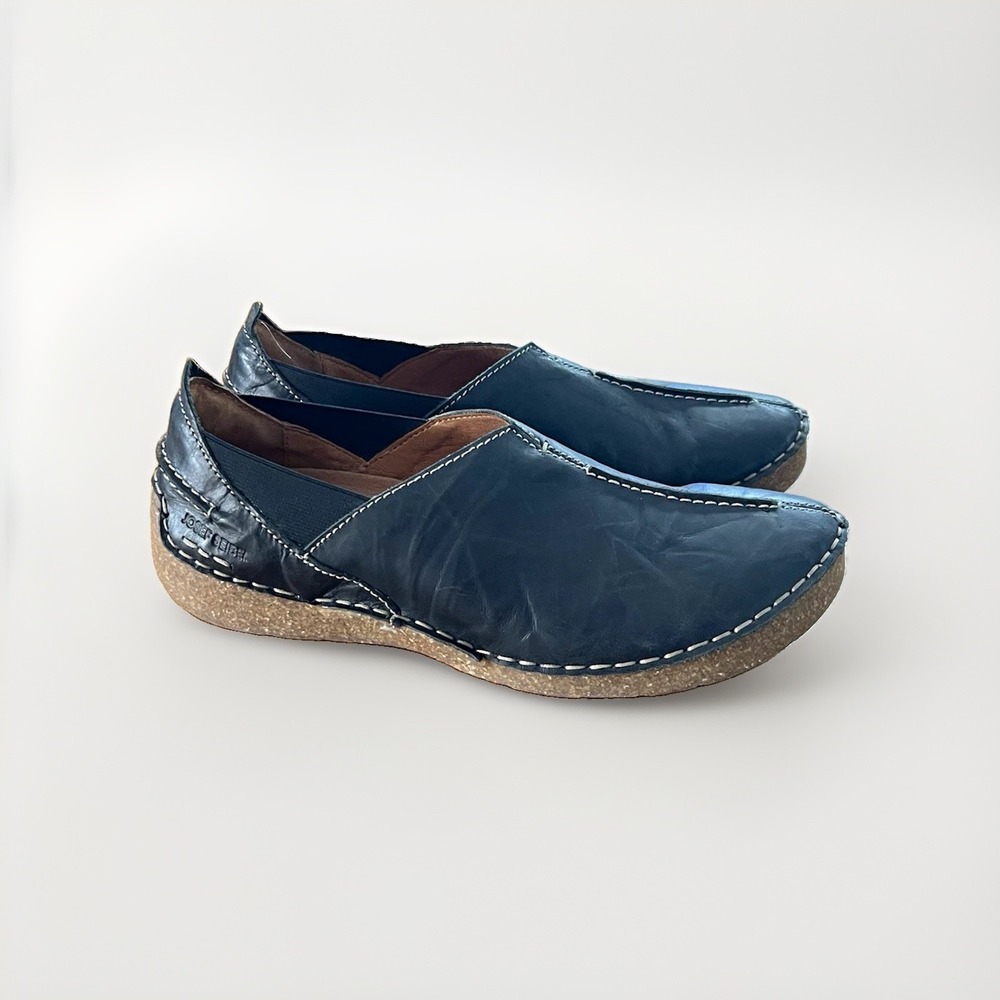 Josef Seibel Fergey 69 Ocean Leather Flat Shoes Womens EU 37 Slip On Office